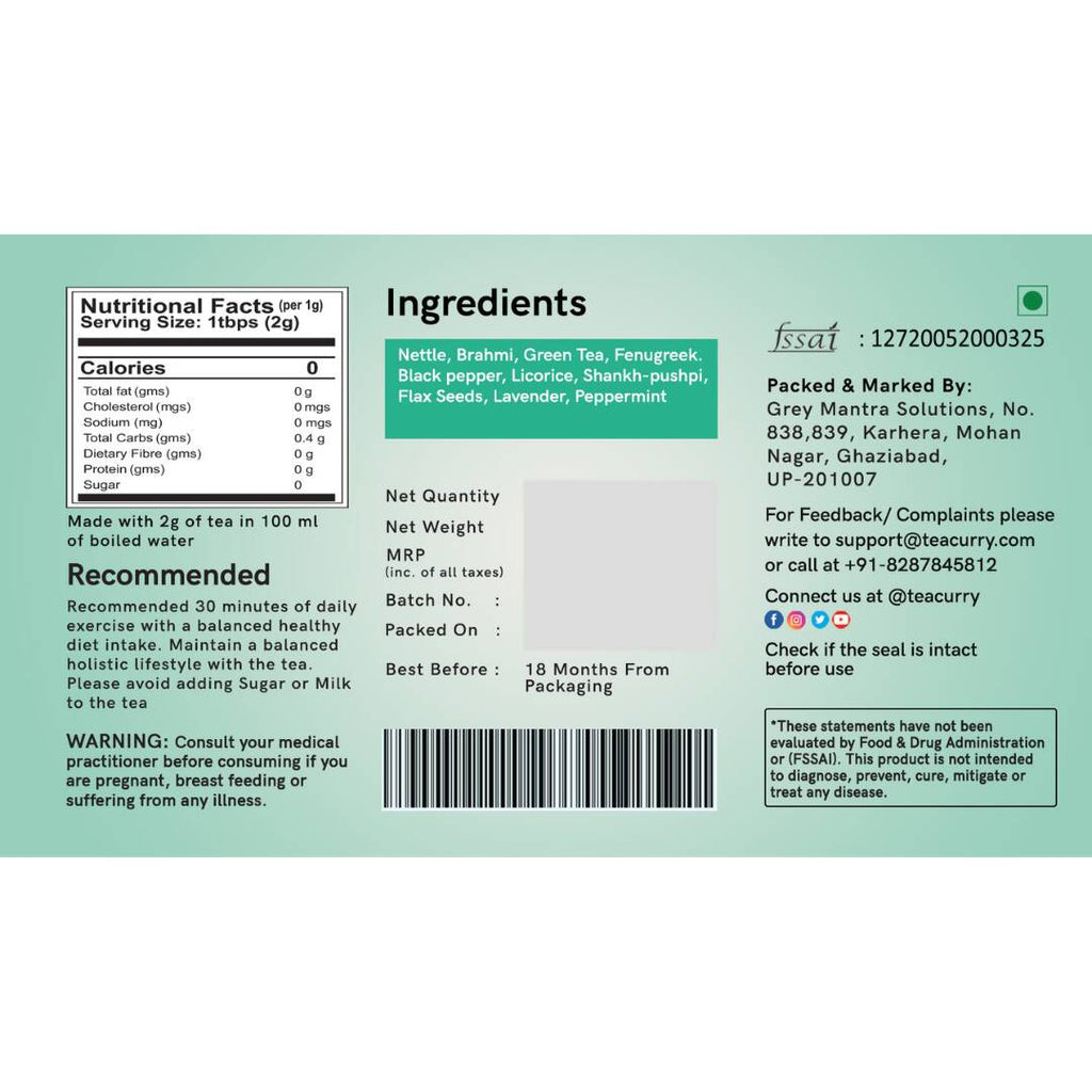 Teacurry DHT Blocker Tea Bags | Grocsy