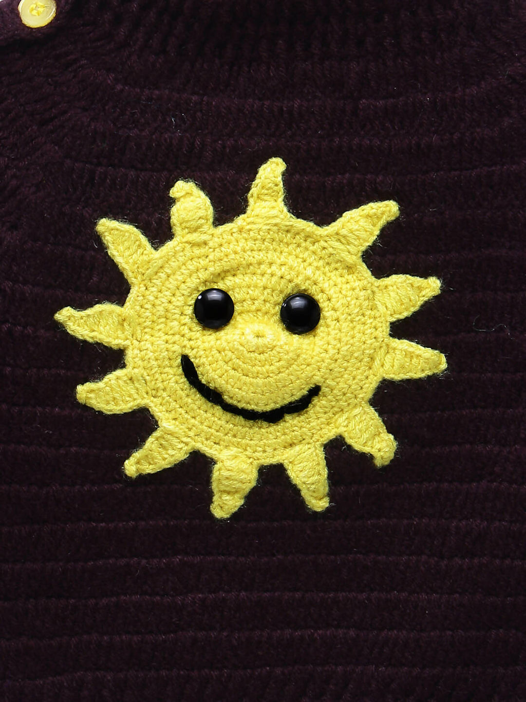 Chutput Kids Brown Coloured Solid Pullover with Sunflower Design | Grocsy