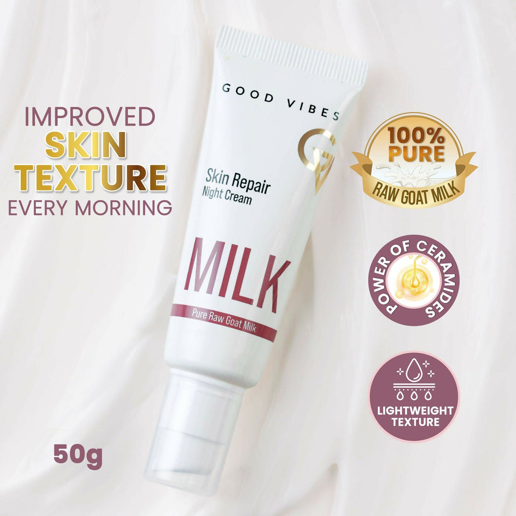 Good Vibes Skin Repair Milk Night Cream with 100% Pure Raw Goat Milk | Grocsy