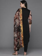 Ahalyaa Women Regular Sequinned Kurta with Trousers & With Dupatta - Black Color | Grocsy