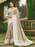 Shree Shyam Fashion Light Brown Linen Saree | Grocsy
