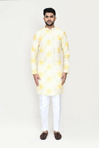Joban Fashion Yellow Colored Rayon Based With Digital Print Fabric Kurta With Straight Fit Pant | Grocsy