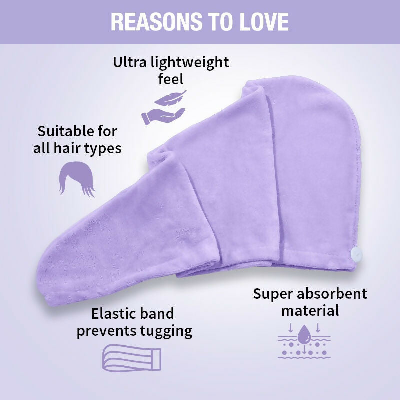 Nykaa Naturals Microfiber Hair Wrap for Frizz Free & Shiny Hair - Lavender | Grocsy