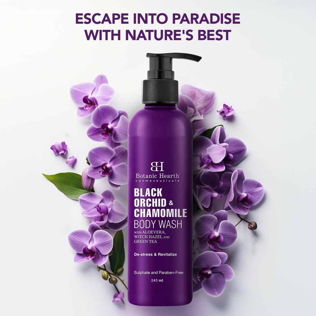 Botanic Hearth Black Orchid & Chamomile Body Wash with Aloe Vera, Witch Hazel & Green Tea | Grocsy