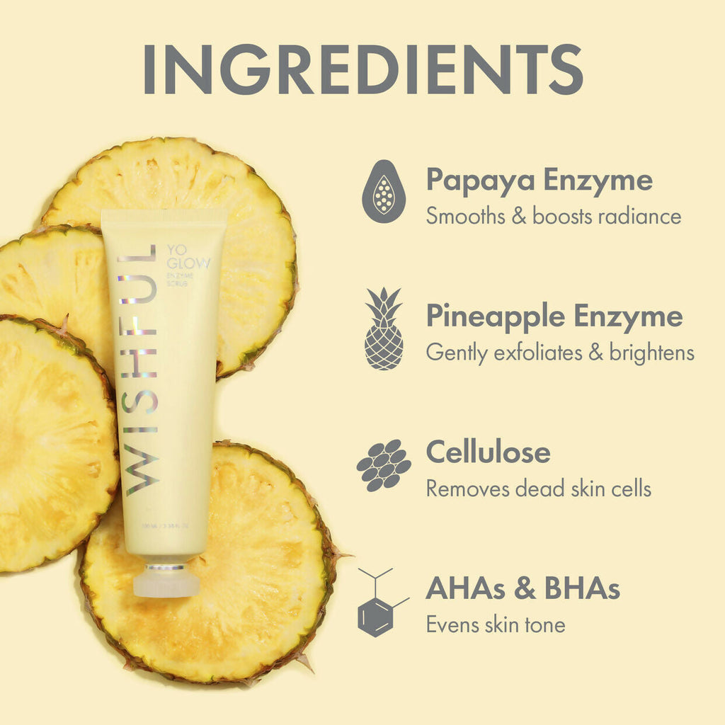 Wishful By Huda Beauty Yo Glow Enzyme Scrub - Korean Skincare | Grocsy