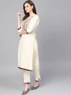 Yufta Women Off-White Printed Kurta with Trouser | Grocsy