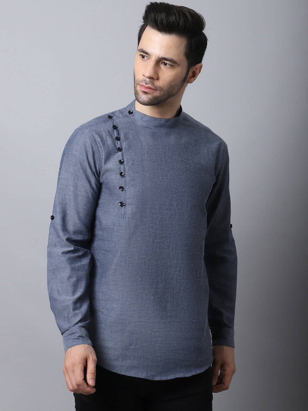 Even Apparels Grey Pure Cotton Men's Kurta With Side Placket | Grocsy