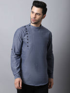 Even Apparels Grey Pure Cotton Men's Kurta With Side Placket | Grocsy