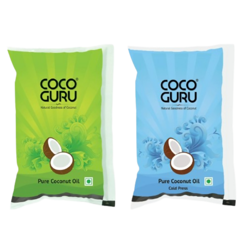 Cocoguru Coconut Oil Pouch (High Grade + Cold Pressed Combo) | Grocsy