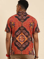 Red Relaxed Floral Opaque Printed Casual Resort Shirt - Mahotsav | Grocsy