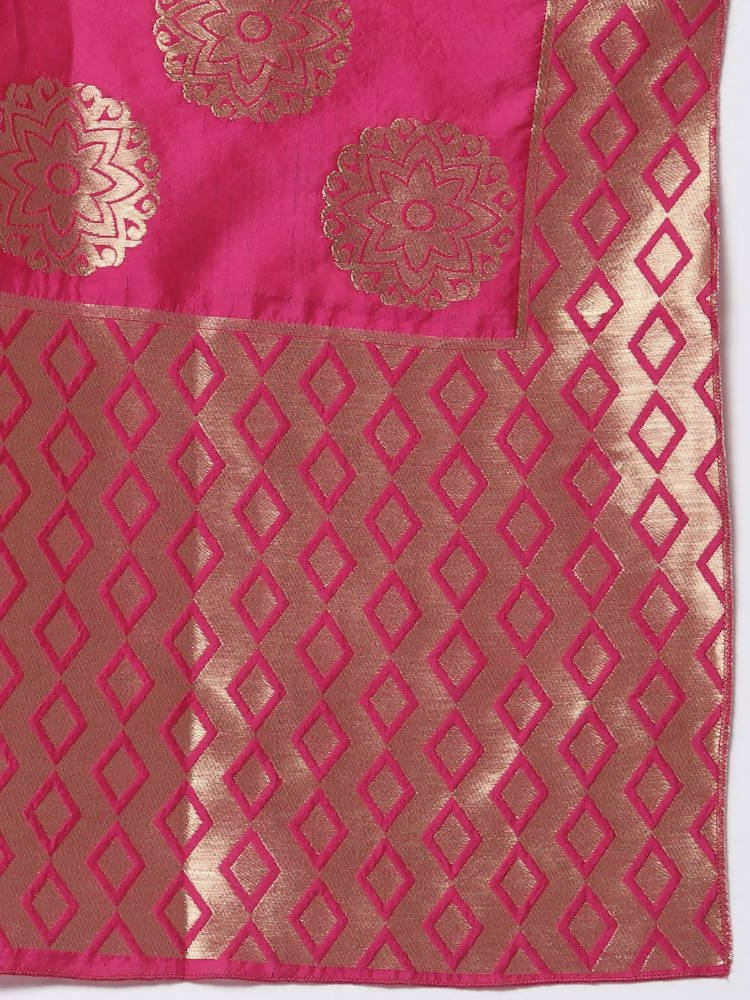 Myshka Pink Color Silk Solid Anarkali Gown With Dupatta | Grocsy