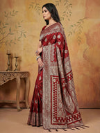 Shree Shyam Fashion Maroon Silk Blend Saree | Grocsy