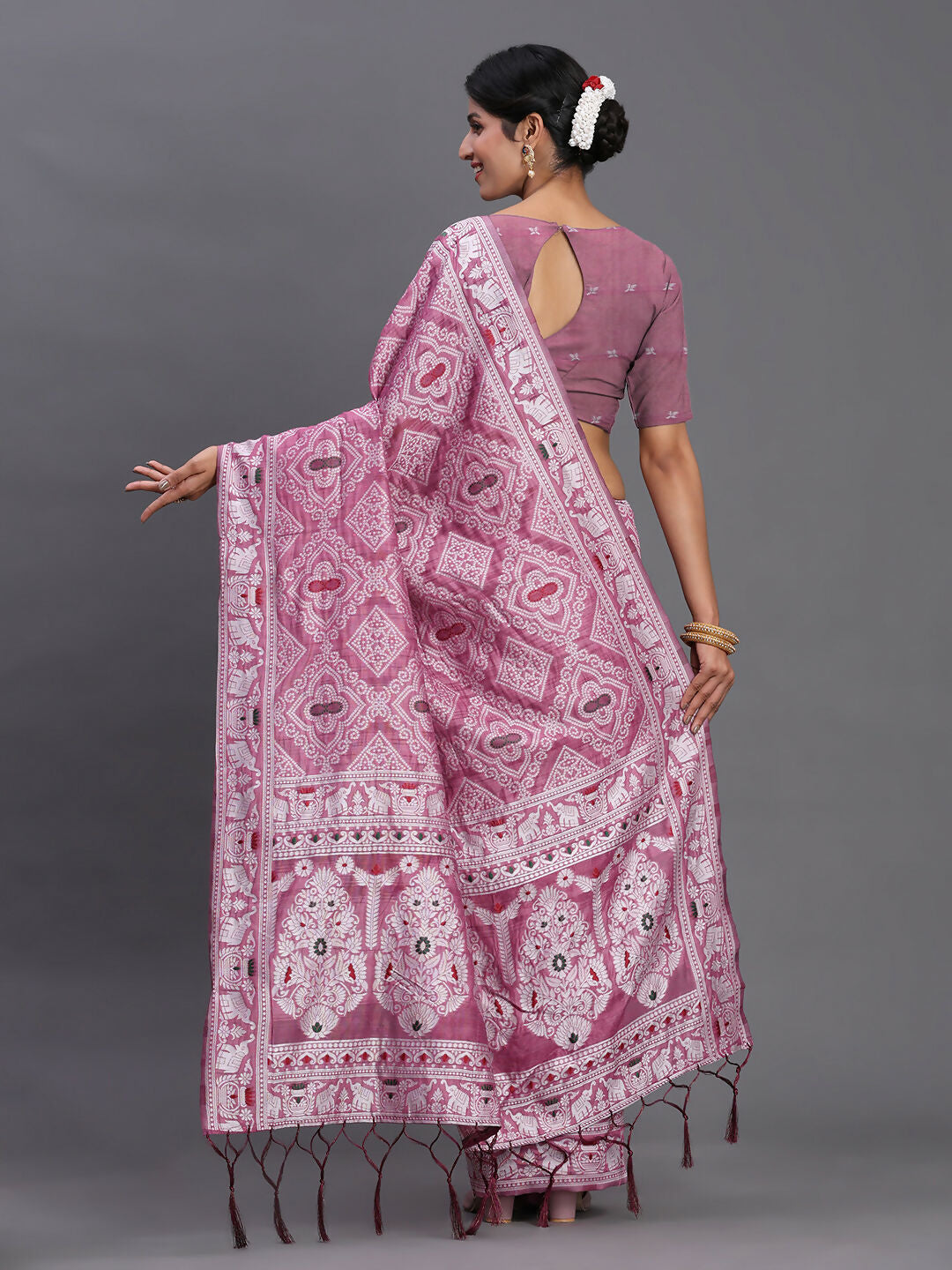 Shree Shyam Fashion Linen Cotton Purple Saree | Grocsy