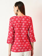Myshka Women's Pink Printed Top | Grocsy