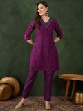 Sangria Embroidered Pure Cotton Kurta & Trouser | Grocsy