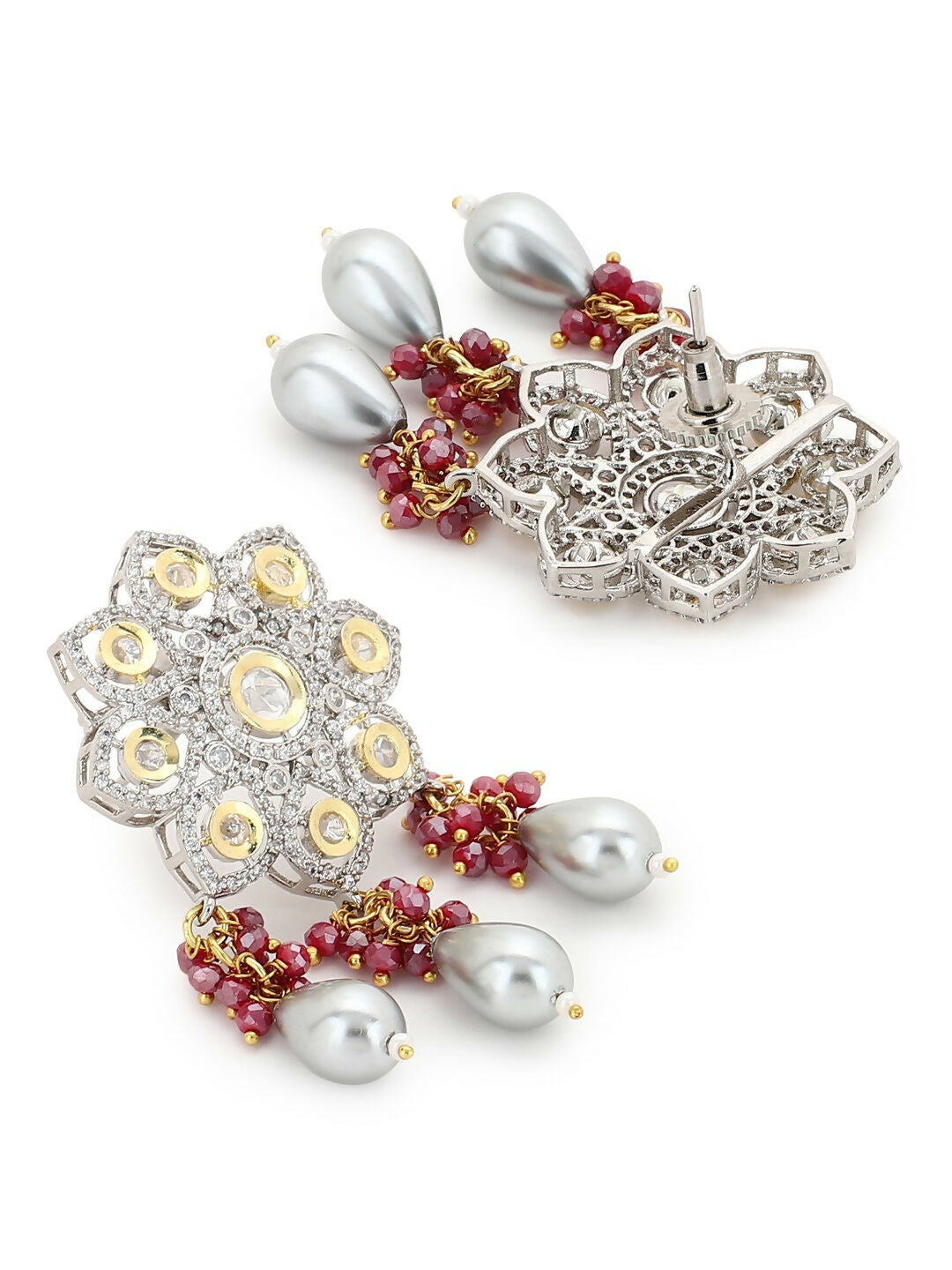Diamond & Semi Precious Stone Earrings- Ruby Raang | Grocsy