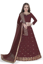 Dwiden Maroon Queen Tafetta Sattin Semi-Stitched Girl's Lehenga Choli | Grocsy