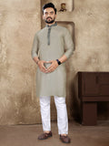 Anaita Grey Linen Silk Straight Kurta | Grocsy