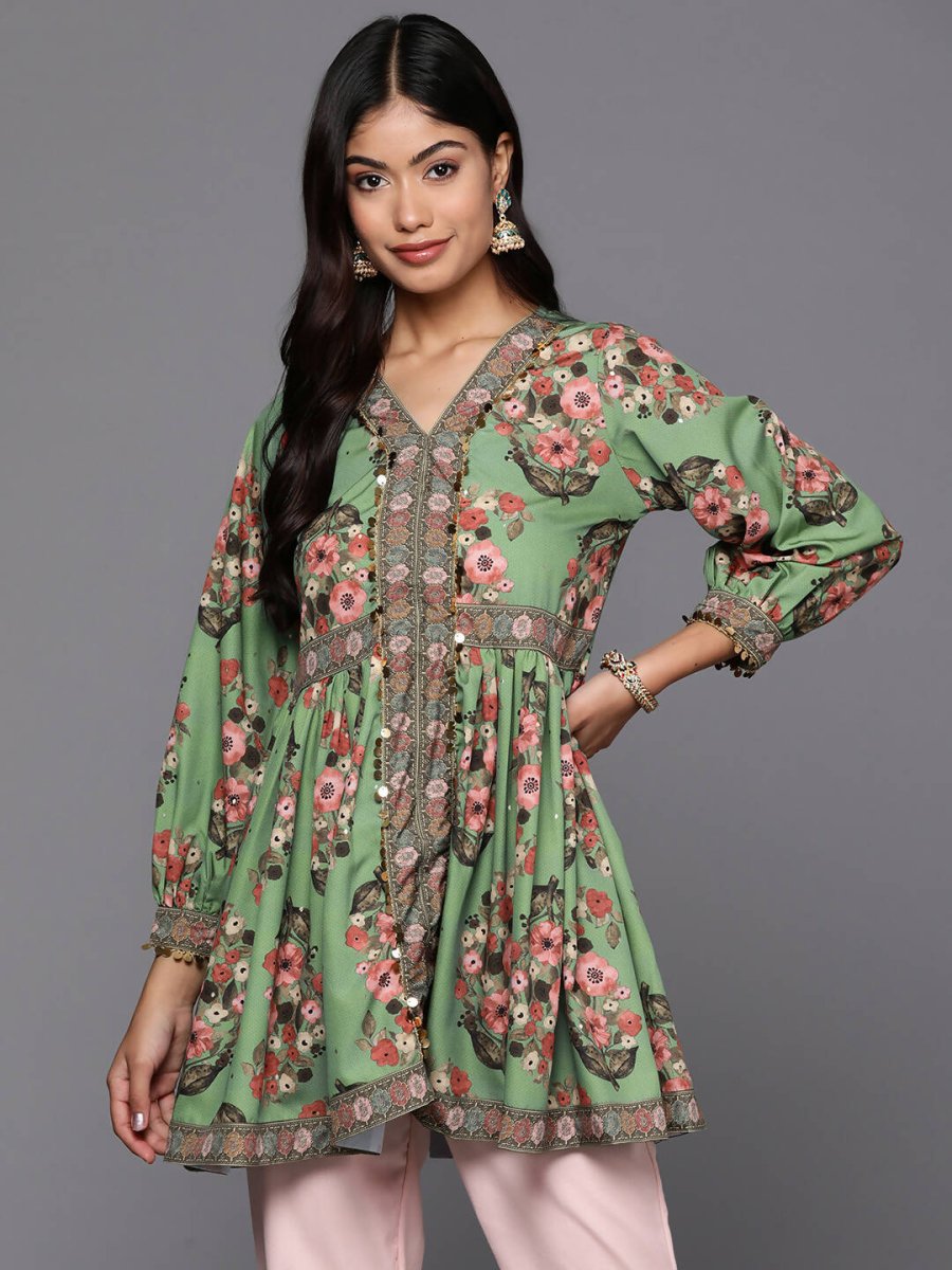 Ahalyaa Women's Traditional wear Tunic - Green | Grocsy