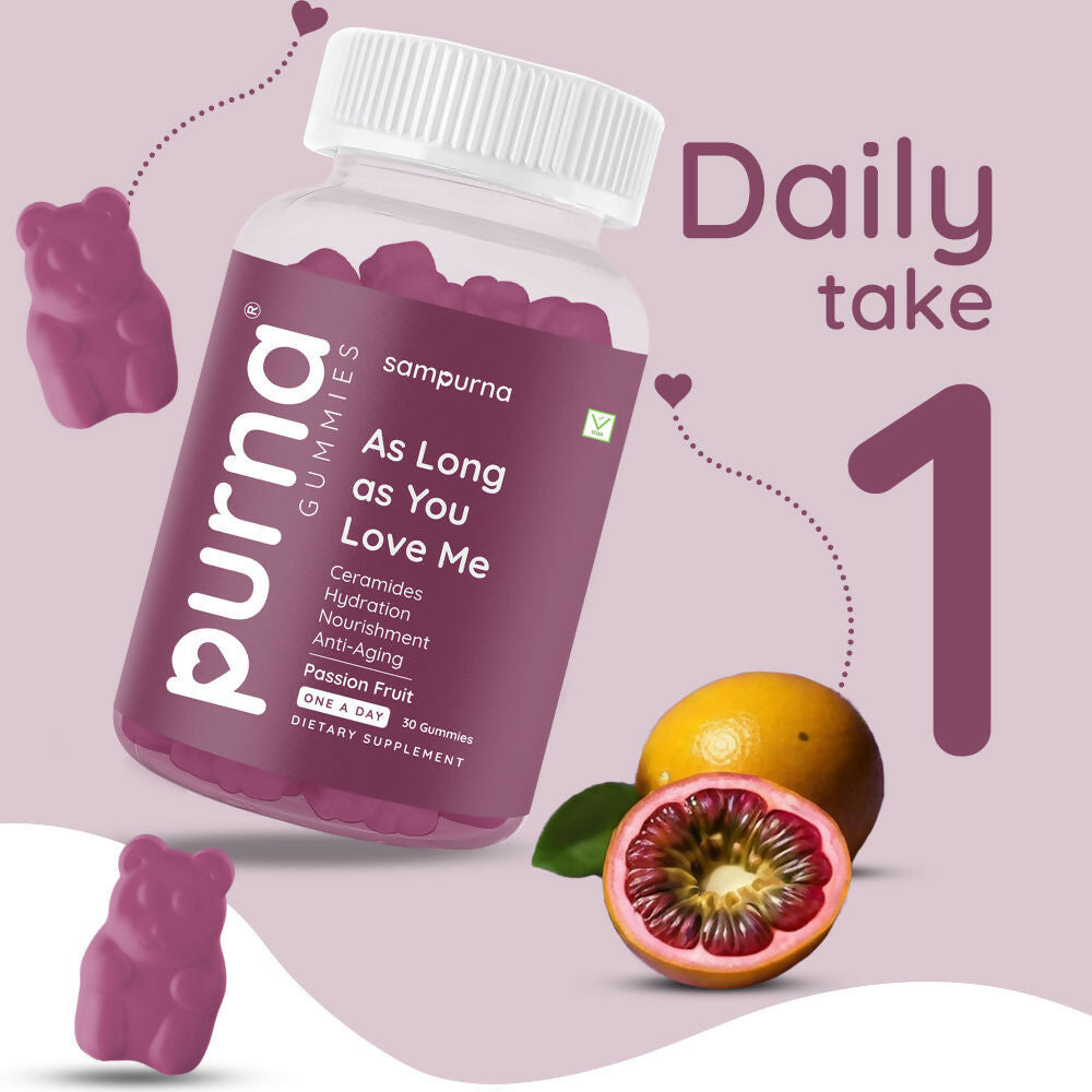 Purna As Long As You Love Me Ceramides Gummies - Passion Fruit | Grocsy