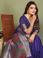 Anaita Violet Paithani Gala Silk Saree With Blouse | Grocsy
