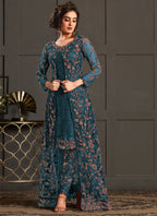 Vegaa Fashion Turquoise Heavy Net Embroiderd Pakistani Suit | Grocsy