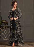 Vegaa Fashion Black Heavy Net Embroiderd Pakistani Suit | Grocsy