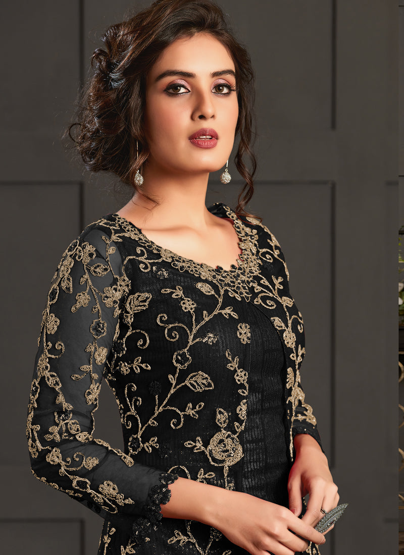 Vegaa Fashion Black Heavy Net Embroiderd Pakistani Suit | Grocsy