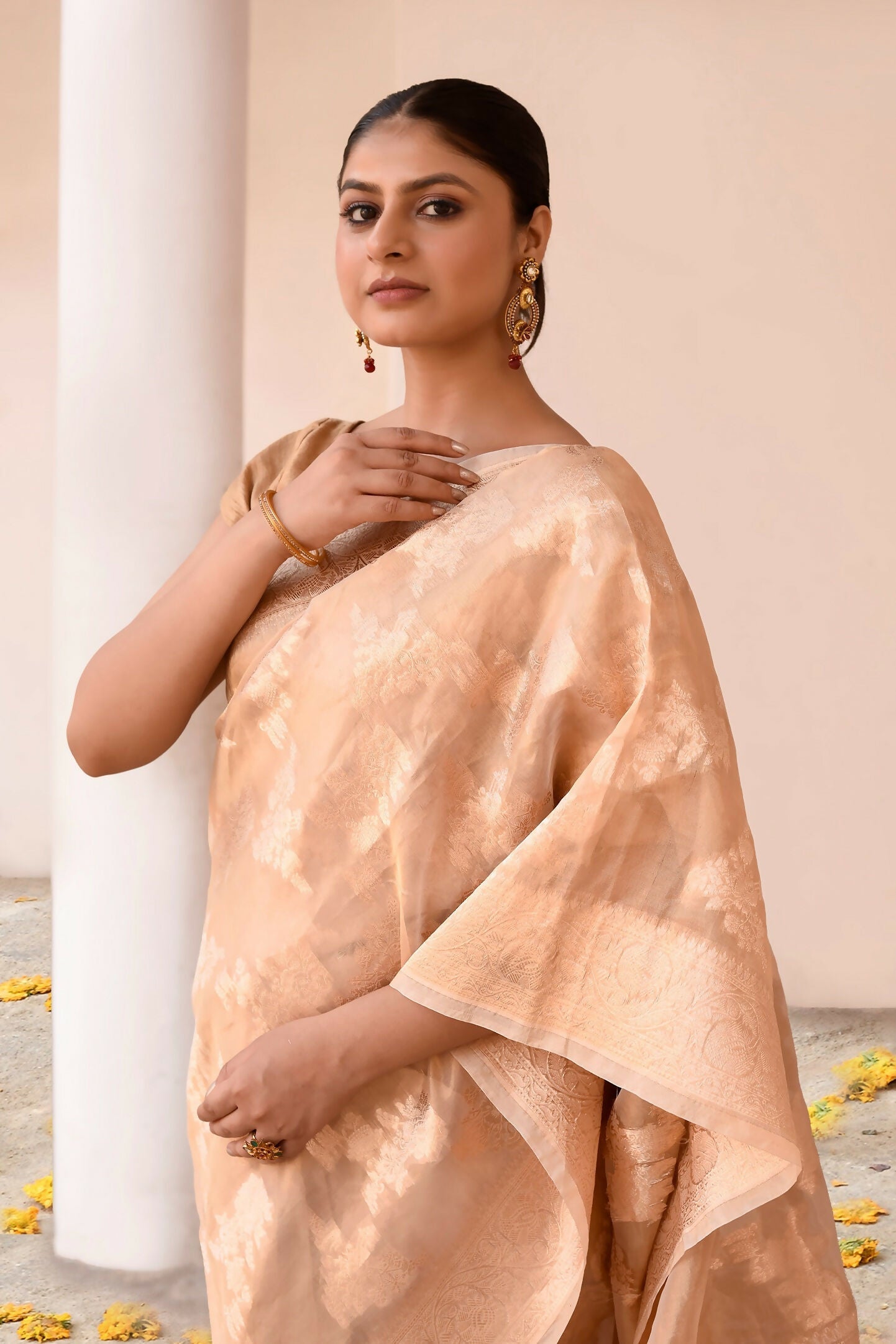 Joban Fashion Gold Banarasi Tissue Saree | Grocsy