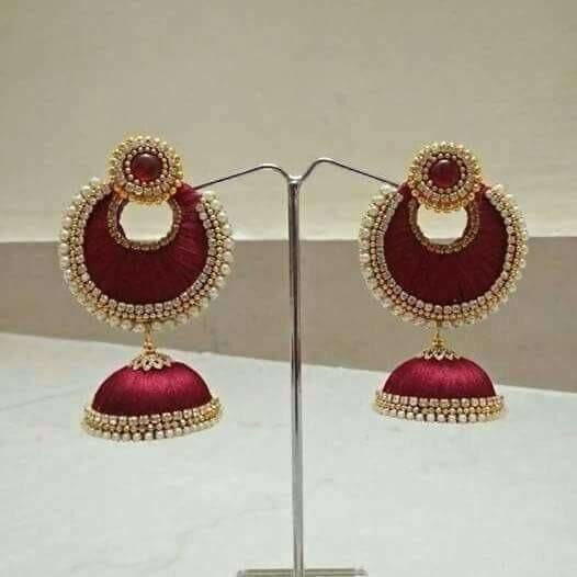 Pink Color with Jhumki Beads Earrings | Grocsy