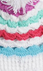 Chutput Kids Woollen Hand Knitted Striped Design Detailed Bobble Cap - Multi | Grocsy