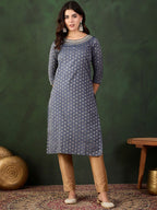 Sangria Embroidered Straight Kurta | Grocsy