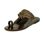 Stepsoft Men'S Dark Brown Kolhapuri Chappal | Handcrafted Leather Ethnic Slippers | Grocsy