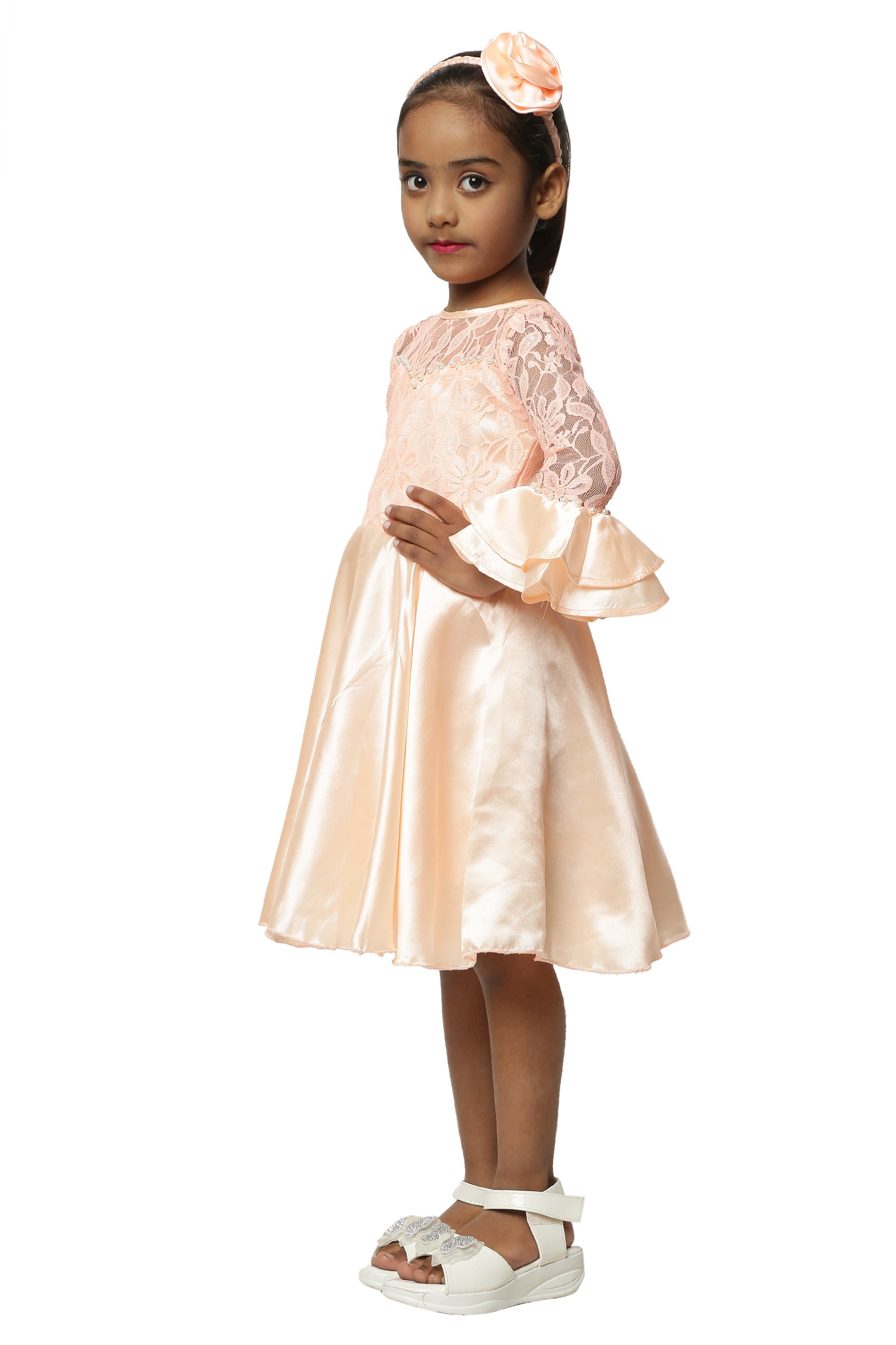 Asmaani Kids Party Wear Stylish Dresses, Perfect for Parties, Functions & Vacations - Peach | Grocsy