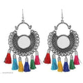 MS Fashion India Bohemian Style Silver Oxidized Earrings With Multi Color Tassels | Grocsy