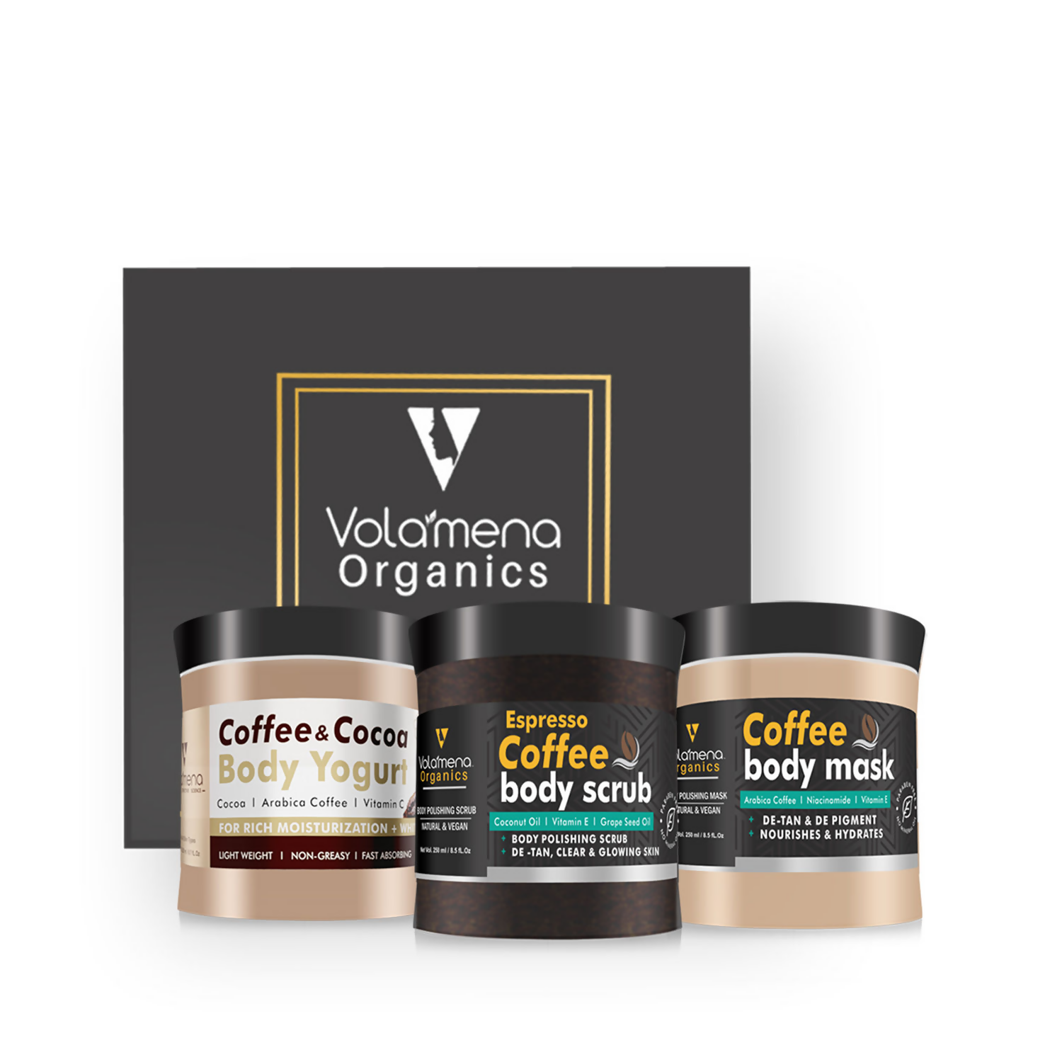 Volamena Organics Coffee De-Tan Body Polishing Kit | Grocsy