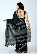 Mominos Fashion Moeza Bhagalpuri Handloom Silk Black Saree | Grocsy