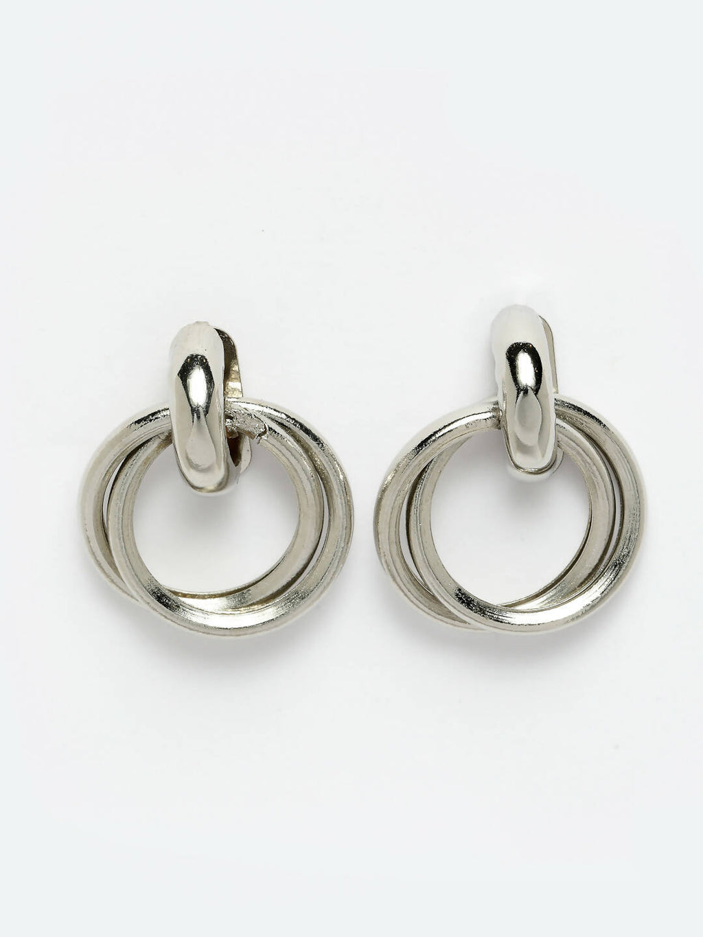NVR Women's Western Silver Plated Circular Metal Hoop Earrings | Grocsy