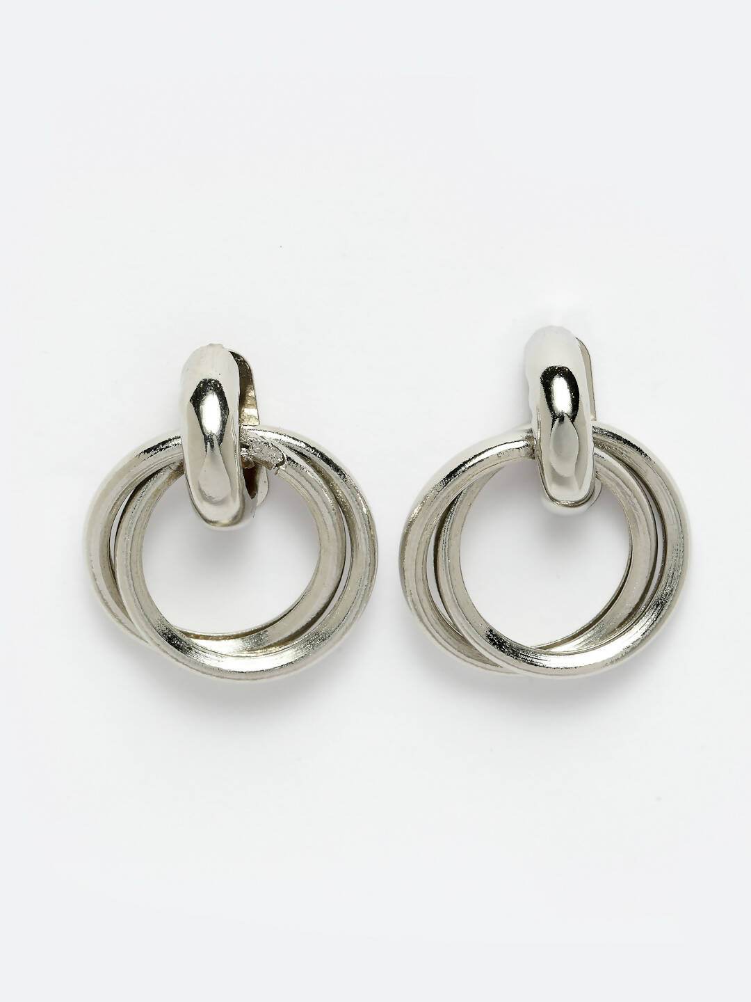 NVR Women's Western Silver Plated Circular Metal Hoop Earrings | Grocsy