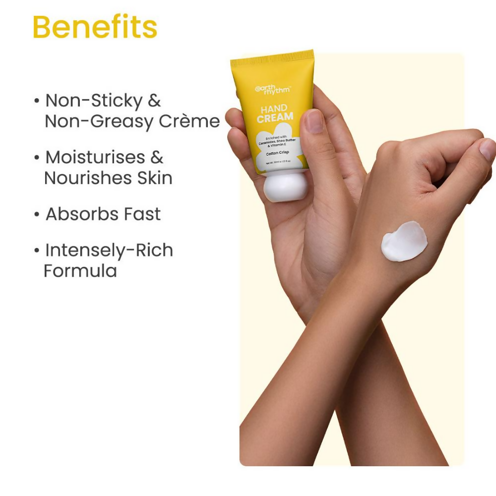 Earth Rhythm Cotton Crisp Hand Cream Enriched with Ceramide | Grocsy