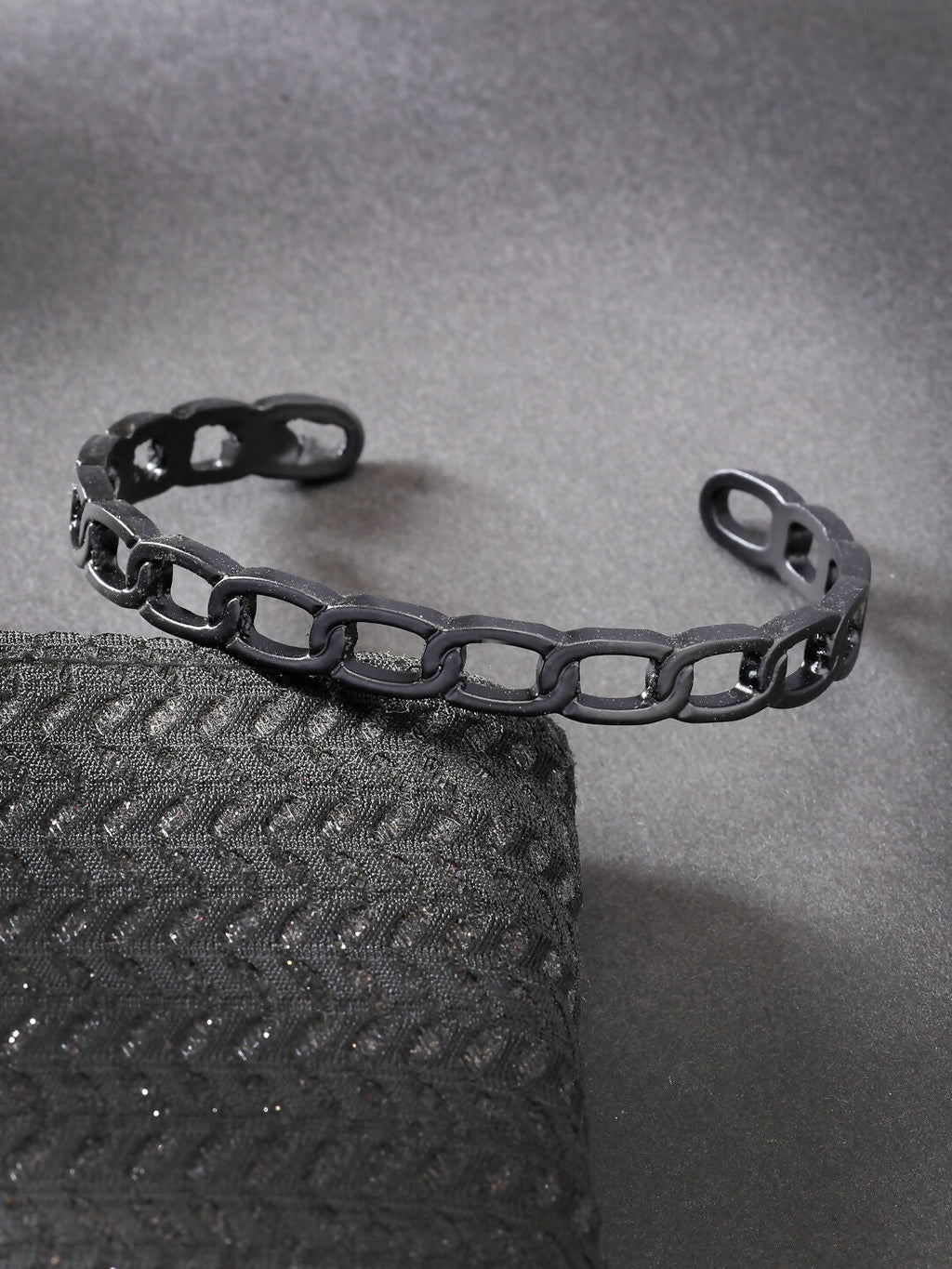 NVR Men's Set of 2 Silver & Black Rhodium-Plated Metal Cuff Bracelet