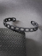 NVR Men's Set of 2 Silver & Black Rhodium-Plated Metal Cuff Bracelet