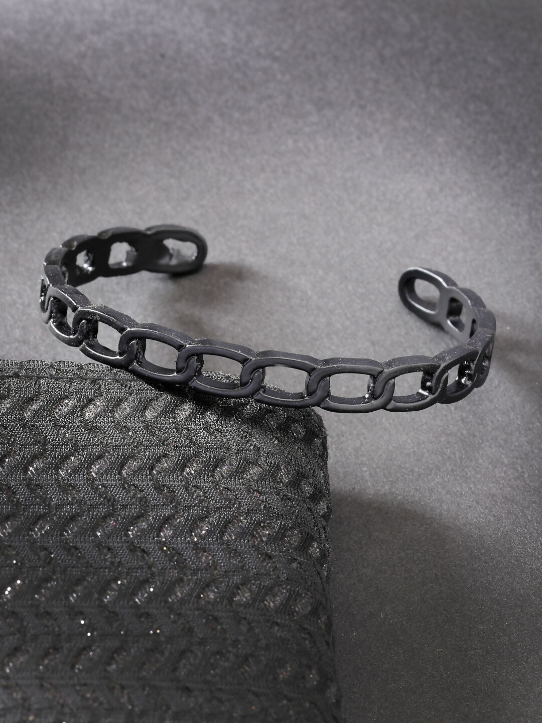 NVR Men's Set of 2 Silver & Black Rhodium-Plated Metal Cuff Bracelet