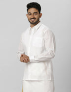 Ramraj Cotton Mens Full Sleeve Formal Poly Cotton White Shirt | Grocsy