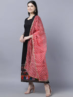 Myshka Women Black Embroidered Detail Anarkali Kurta With Dupatta | Grocsy