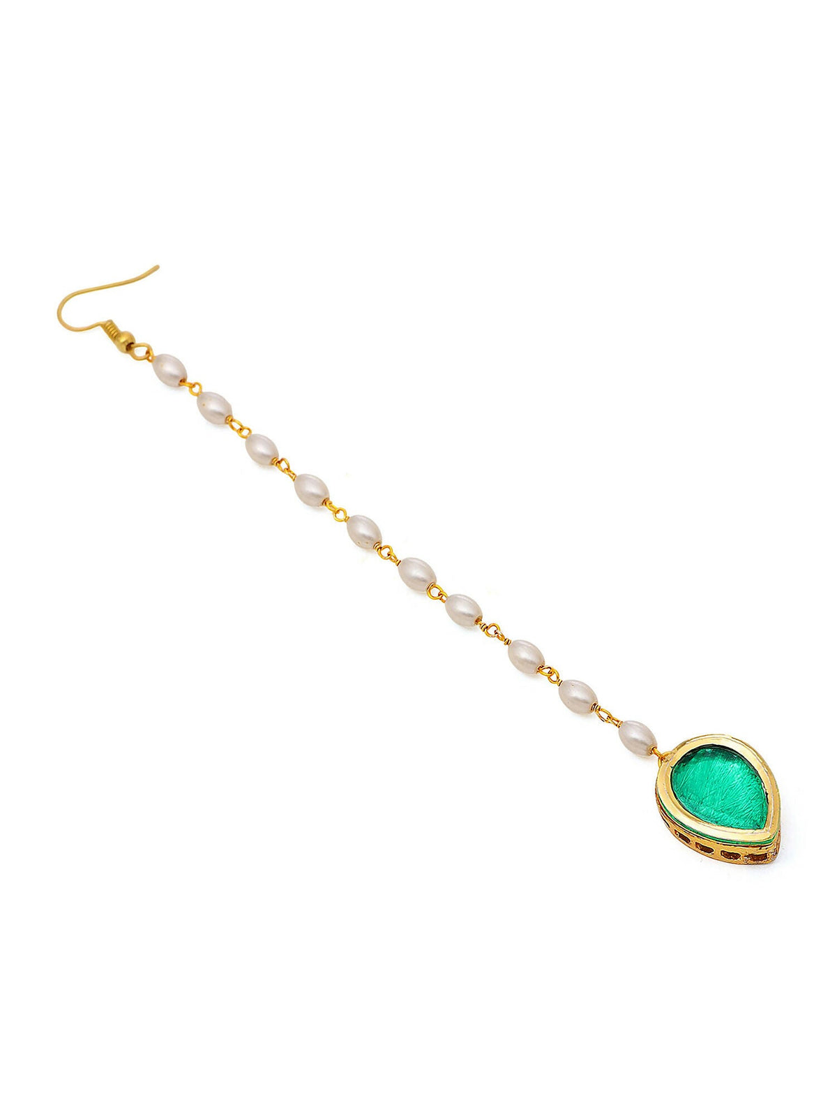 Ruby Raang Green Tear Drop Green Meenakari Maang Tikka | Grocsy