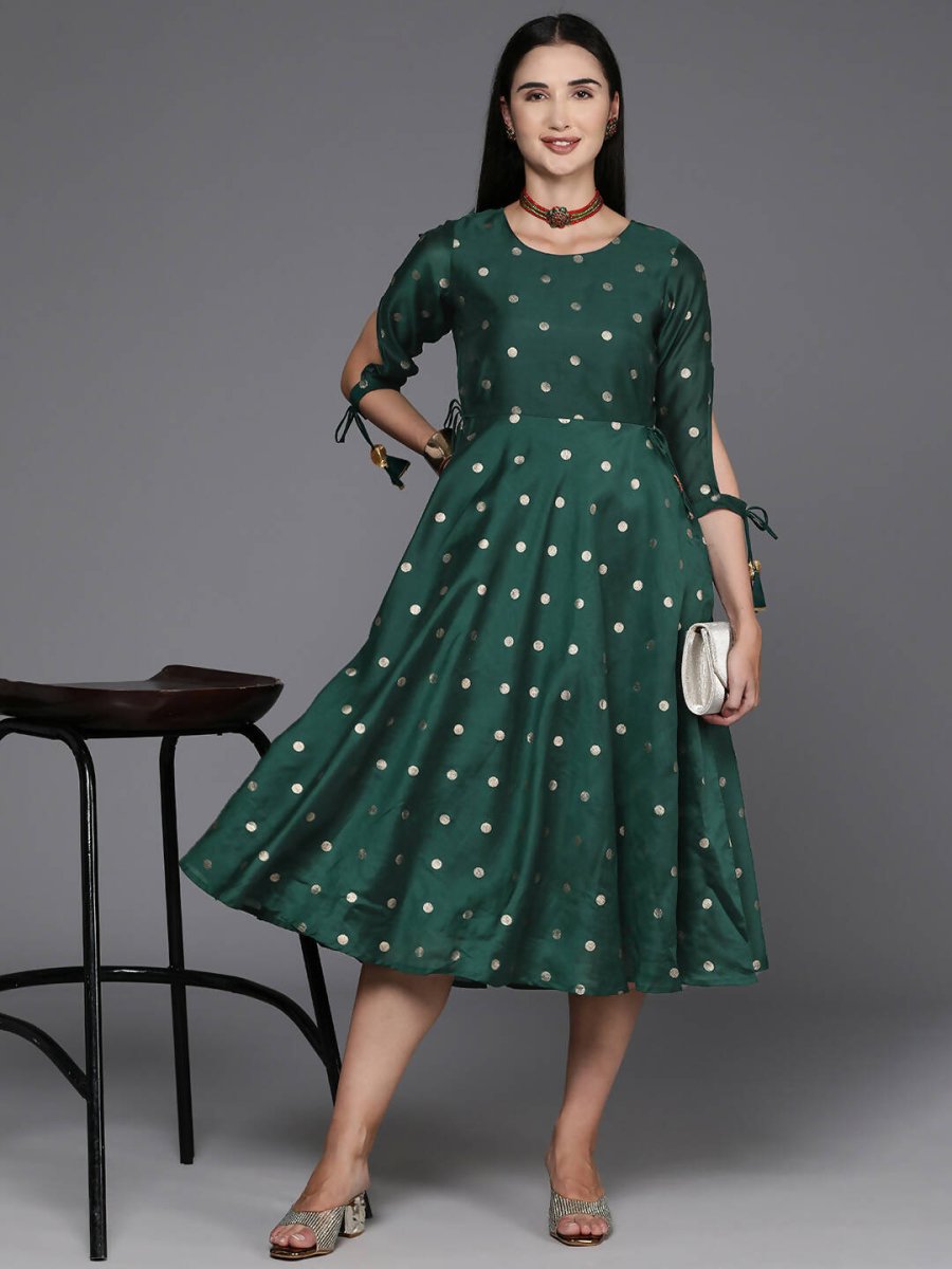 Ahalyaa Women's Traditional wear Ethnic Dress - Green | Grocsy