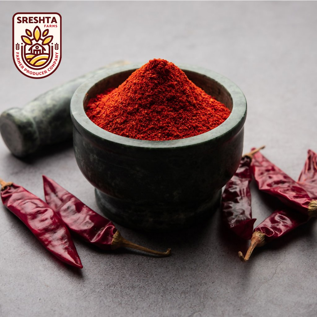 Sreshta Farms Natural Chilli Powder (Desi Mirapa Karam) | Grocsy