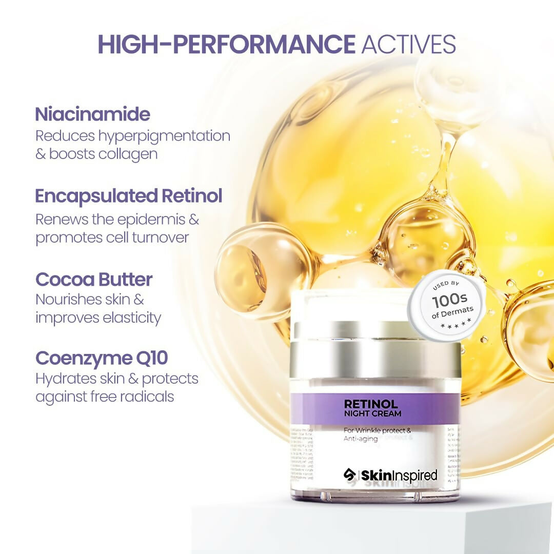 SkinInspired Retinol Night Cream For Wrinkles & Anti-Aging | Grocsy