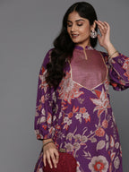 Ahalyaa Women's Traditional Wear Co-ords - Purple | Grocsy